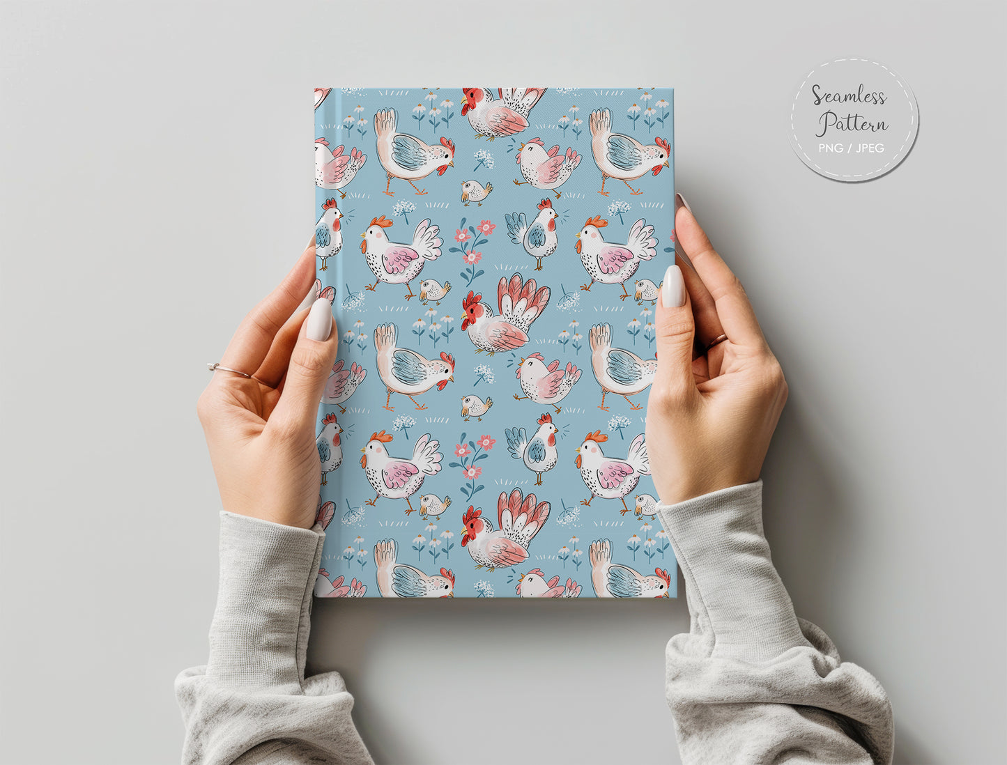 Chickens Seamless Pattern, instant download PNG , JPEG file - 300 dpi