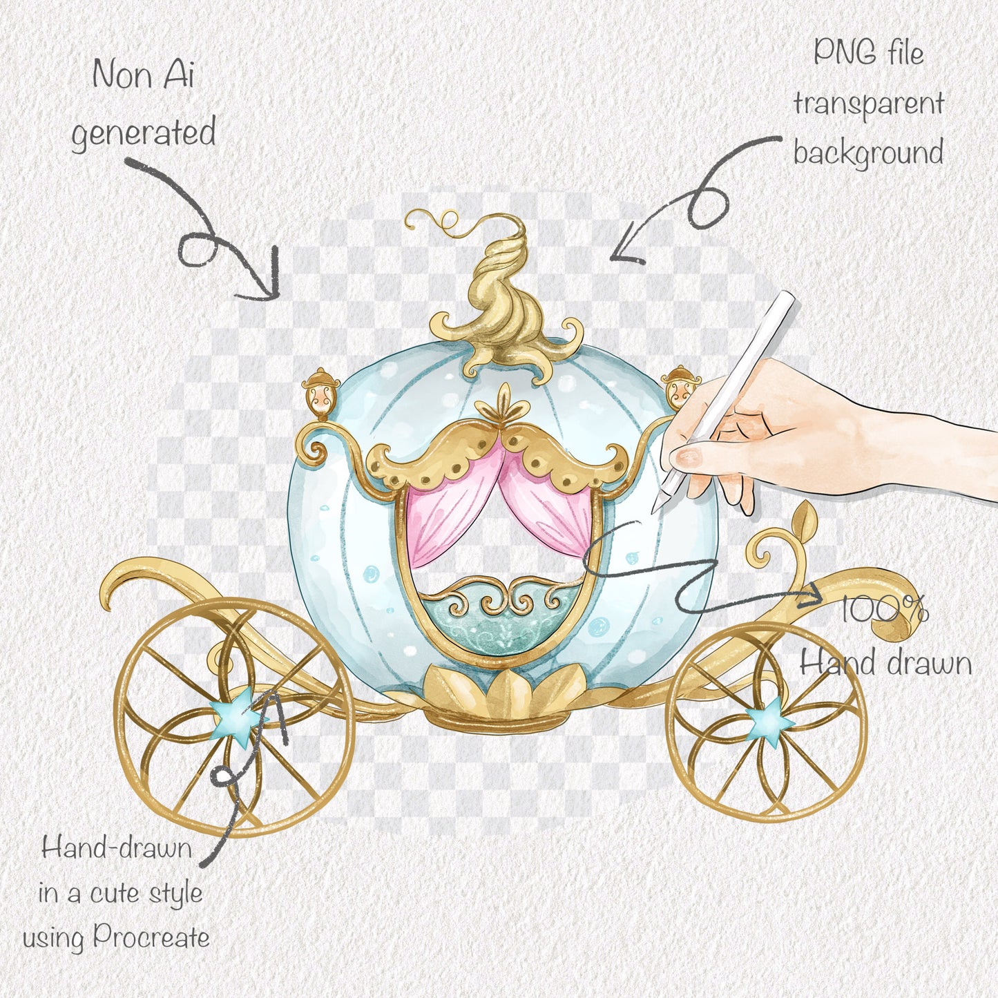 Blue princess clipart instant download PNG file - 300 dpi