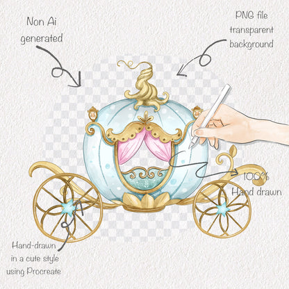 Blue princess clipart instant download PNG file - 300 dpi