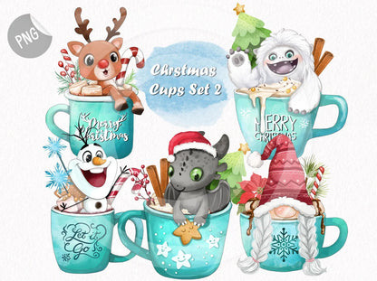 Copy of Christmas Cups clipart set2 Instant download PNG file - 300 dpi