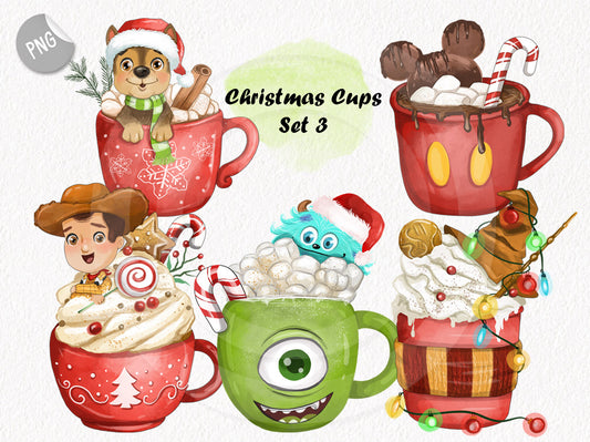 Christmas Cups clipart set3 Instant download PNG file - 300 dpi