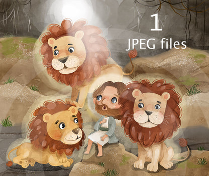 Daniel In The Lions Den Clip Art ,Religion, Bible stories Clipart PNG files