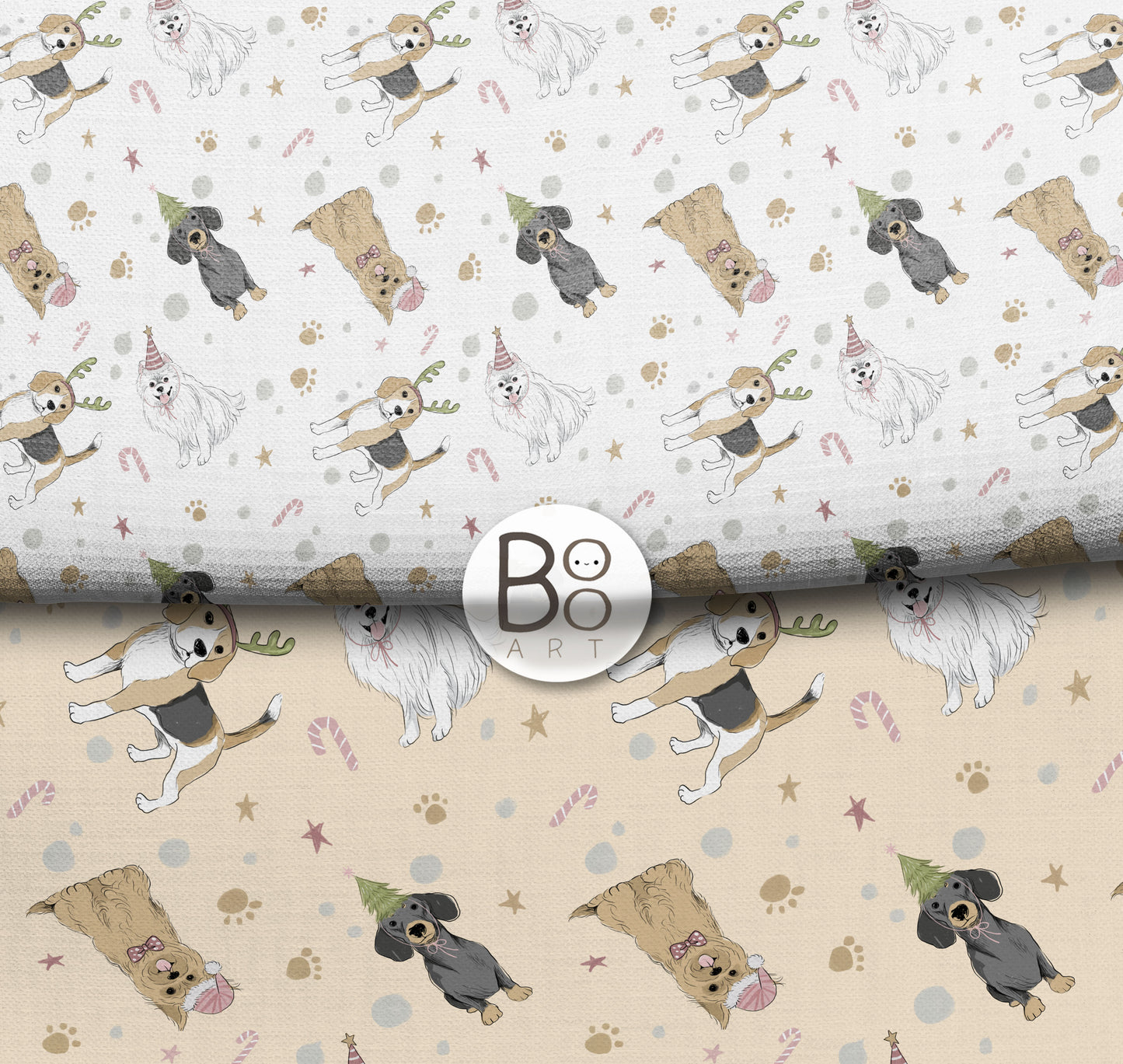 Christmas dog seamless Pattern, instant download PNG file - 300 dpi