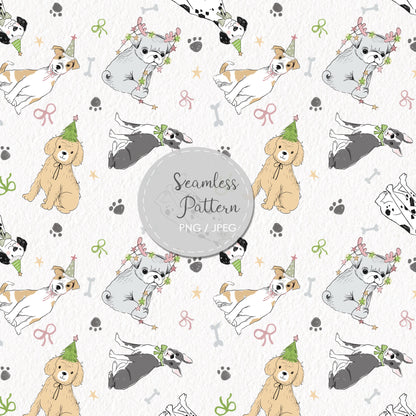 Dog Christmas seamless Pattern, instant download PNG file - 300 dpi