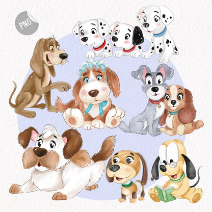 Cute Dogs reading book clipart , Hand drawn clipart, PNG file - 300 dpi