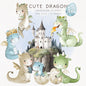 Cute dragon clipart, instant download PNG file - 300 dpi