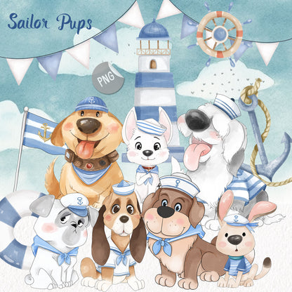 Sailor dogs clipart PNG files
