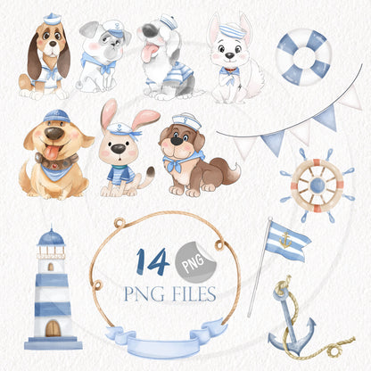 Sailor dogs clipart PNG files