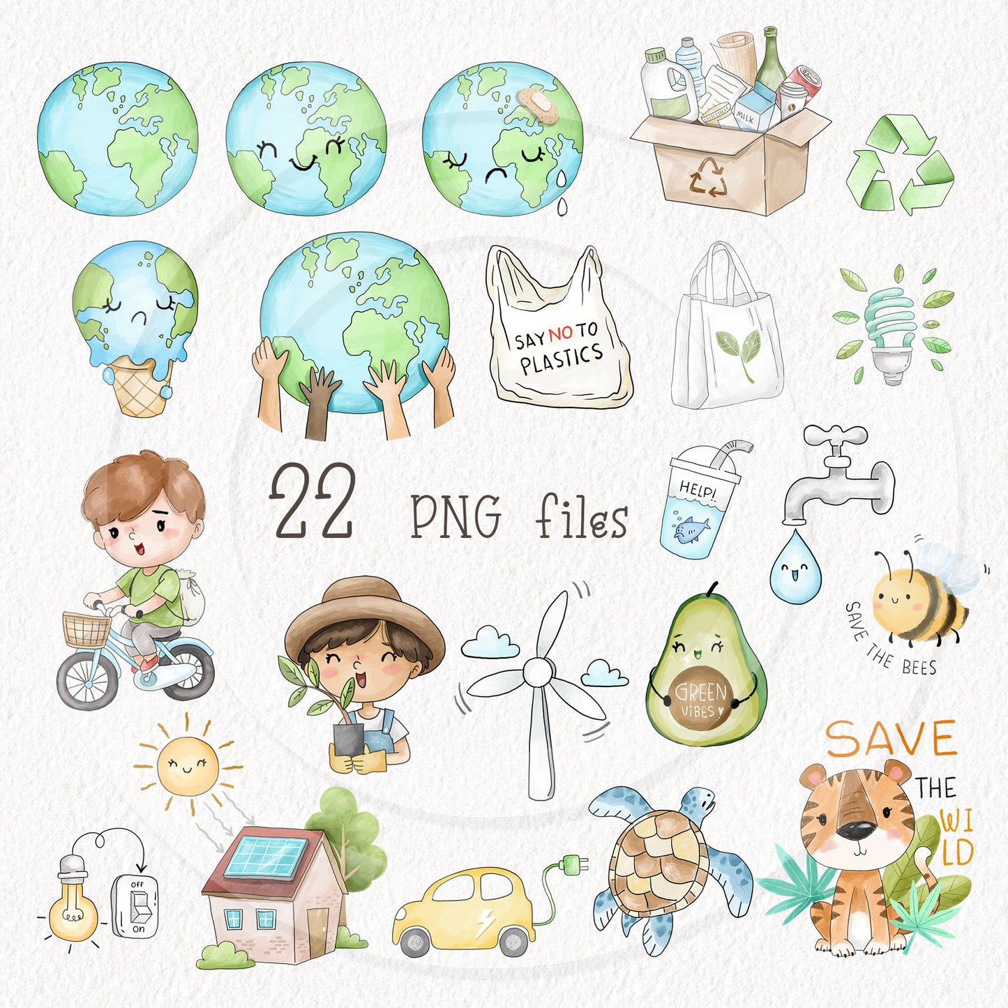 Earth Day Every Day clipart, instant download PNG file - 300 dpi