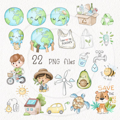 Earth Day Every Day clipart, instant download PNG file - 300 dpi