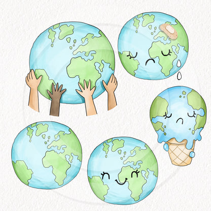 Earth Day Every Day clipart, instant download PNG file - 300 dpi