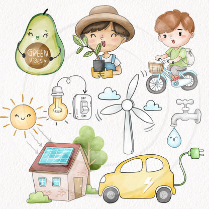Earth Day Every Day clipart, instant download PNG file - 300 dpi