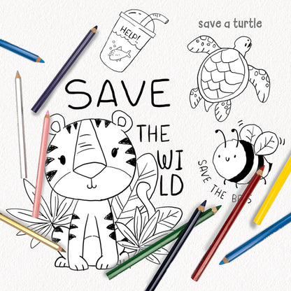 Earth Day Every Day ,blackline art , digital stamp ,instant download PNG file - 300 dpi
