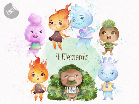 4 elements inspiration clipart instant download PNG file - 300 dpi