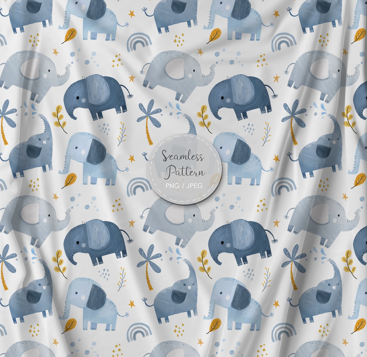 Elephant Seamless Pattern, instant download PNG file - 300 dpi