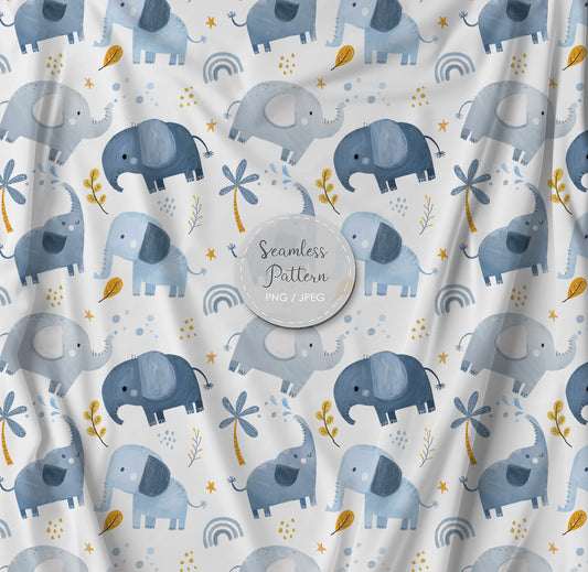 Elephant Seamless Pattern, instant download PNG file - 300 dpi