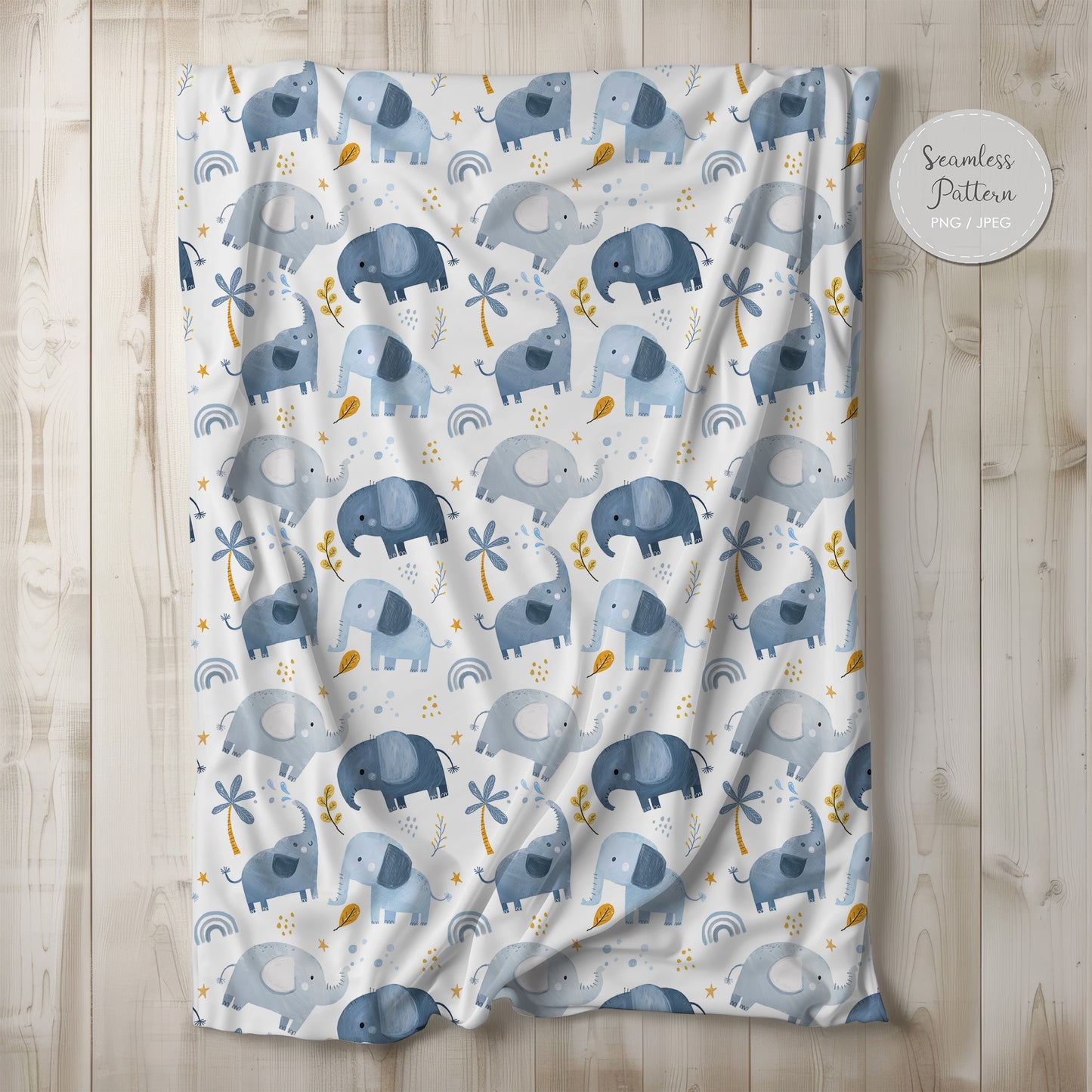 Elephant Seamless Pattern, instant download PNG file - 300 dpi