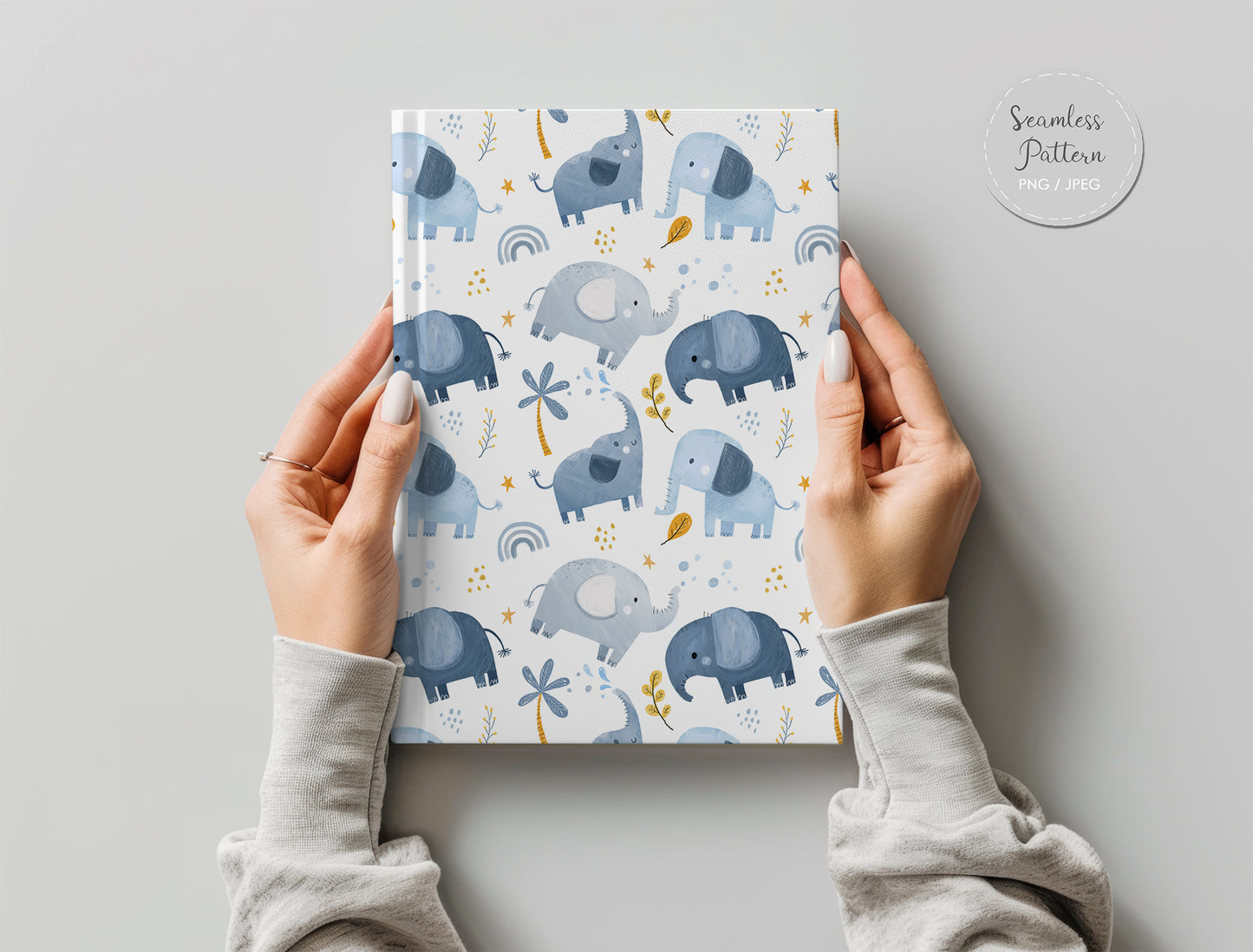 Elephant Seamless Pattern, instant download PNG file - 300 dpi