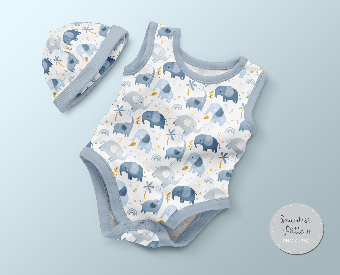 Elephant Seamless Pattern, instant download PNG file - 300 dpi