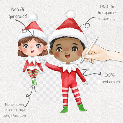 Christmas Elf clipart instant download PNG file - 300 dpi