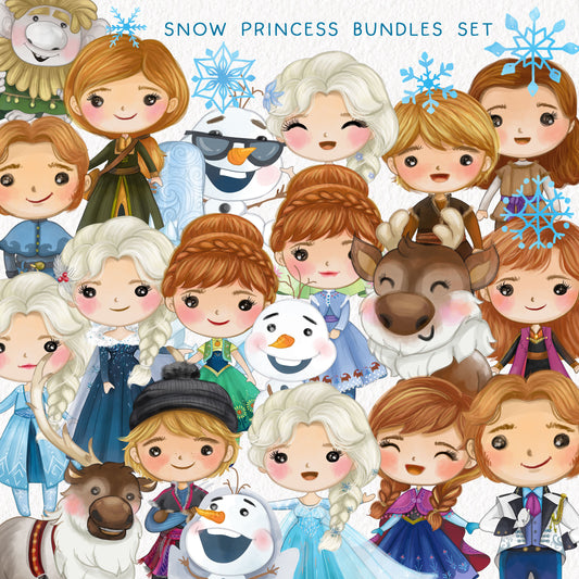 Snow princess bundle set , PNG files.