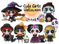 Halloween cute girls clipart PNG files instant download PNG file - 300 dpi