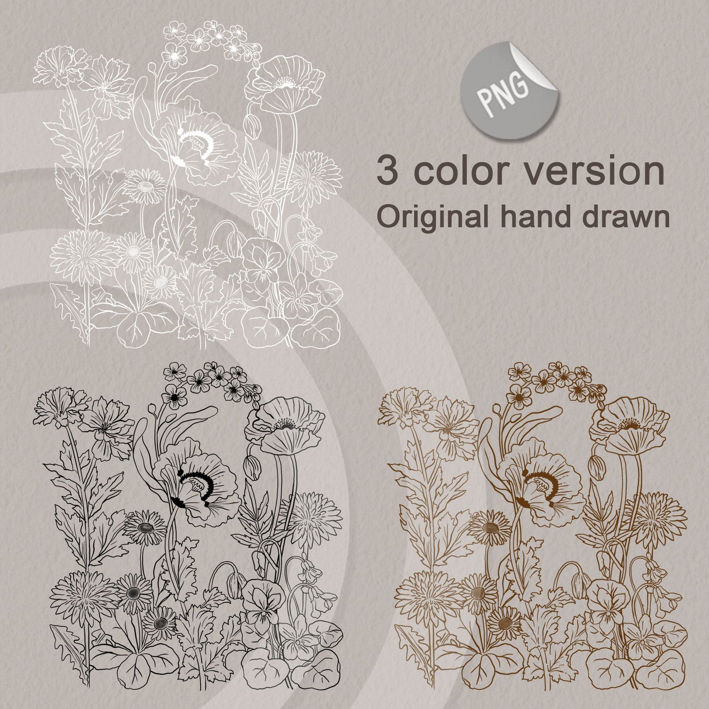 Flowers doodle PNG, Sublimation Designs, PNG file - 300 dpi.