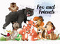 Fox and friends clipart PNG files instant download PNG file - 300 dpi.