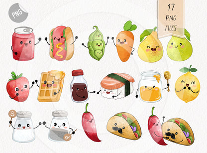 Cute food Clipart Set 2, Valentine Clipart, instant download PNG file - 300 dpi