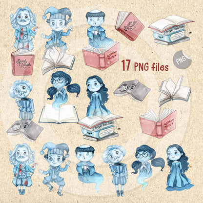 Horror Books club story clipart, instant download PNG file - 300 dpi