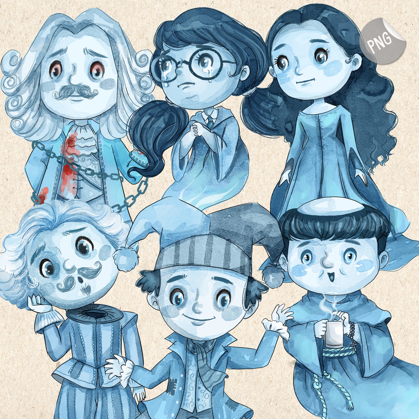 Horror Books club story clipart, instant download PNG file - 300 dpi