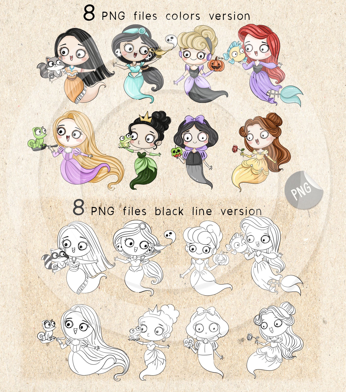 Princess Ghost Halloween Clipart PNG files.