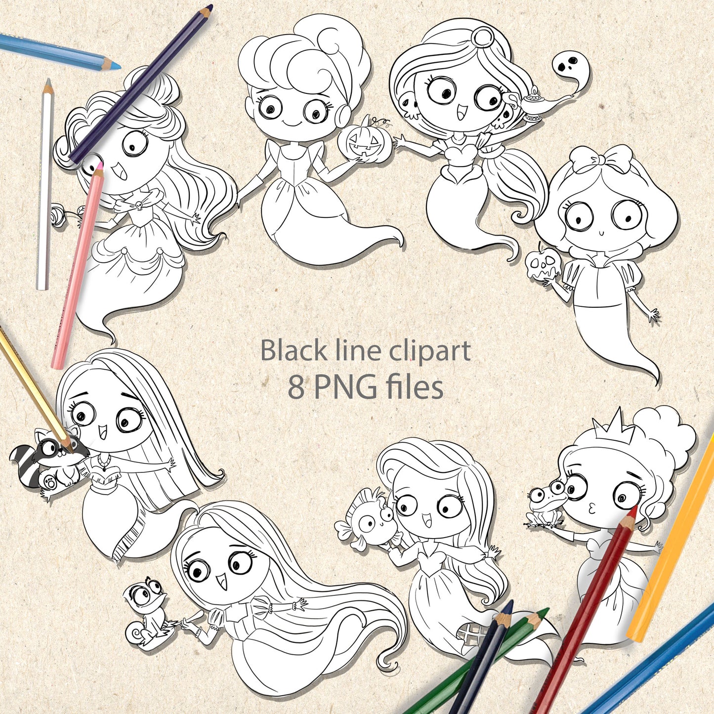 Princess Ghost Halloween Clipart PNG files.