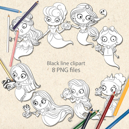 Princess Ghost Halloween Clipart PNG files.
