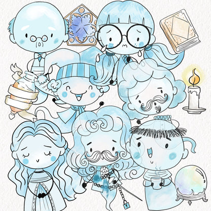 Wizard ghost Hand drawn doodle Clipart , PNG file - 300 dpi