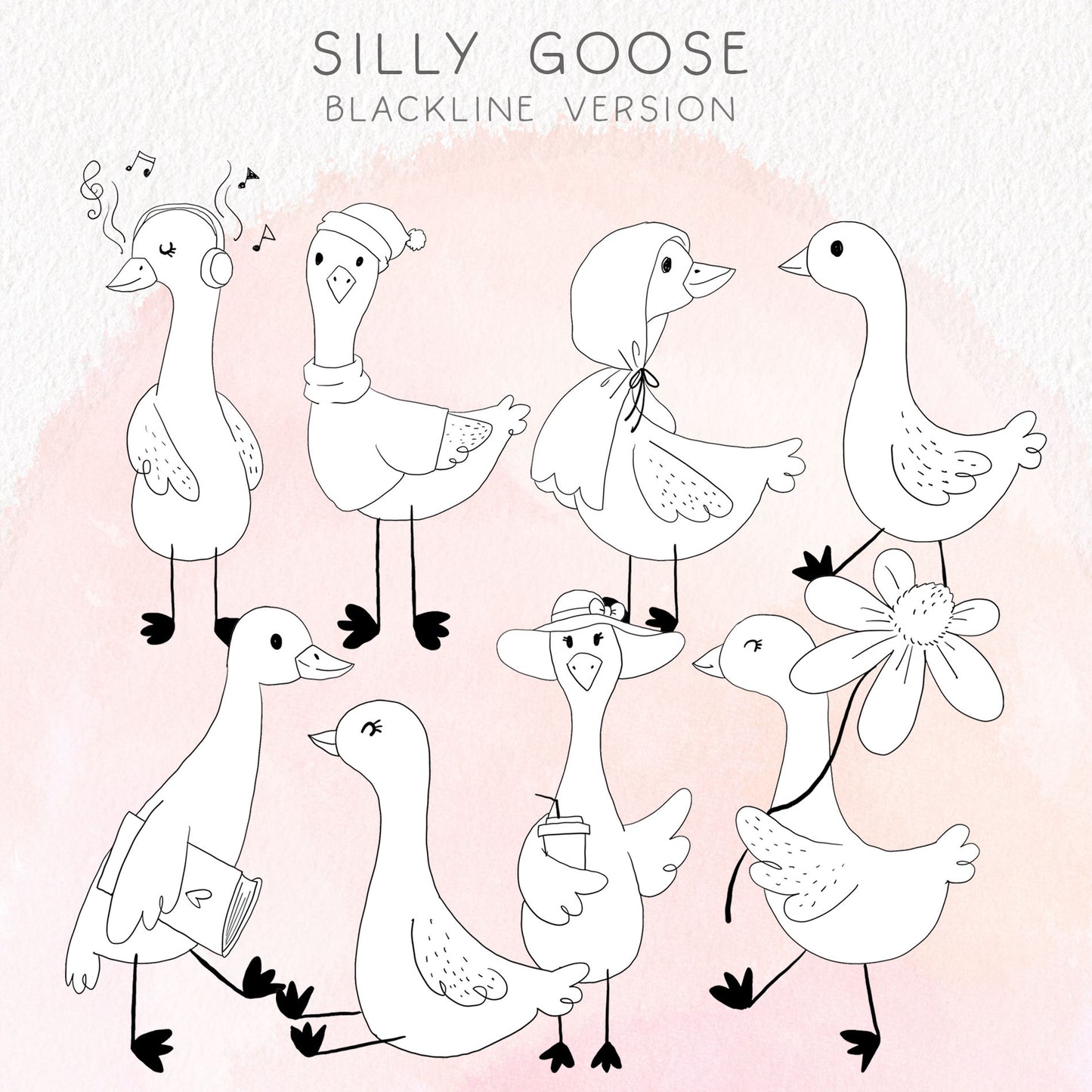 Silly Goose ClipArt set  instant download PNG file - 300 dpi