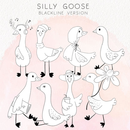 Silly Goose ClipArt set  instant download PNG file - 300 dpi