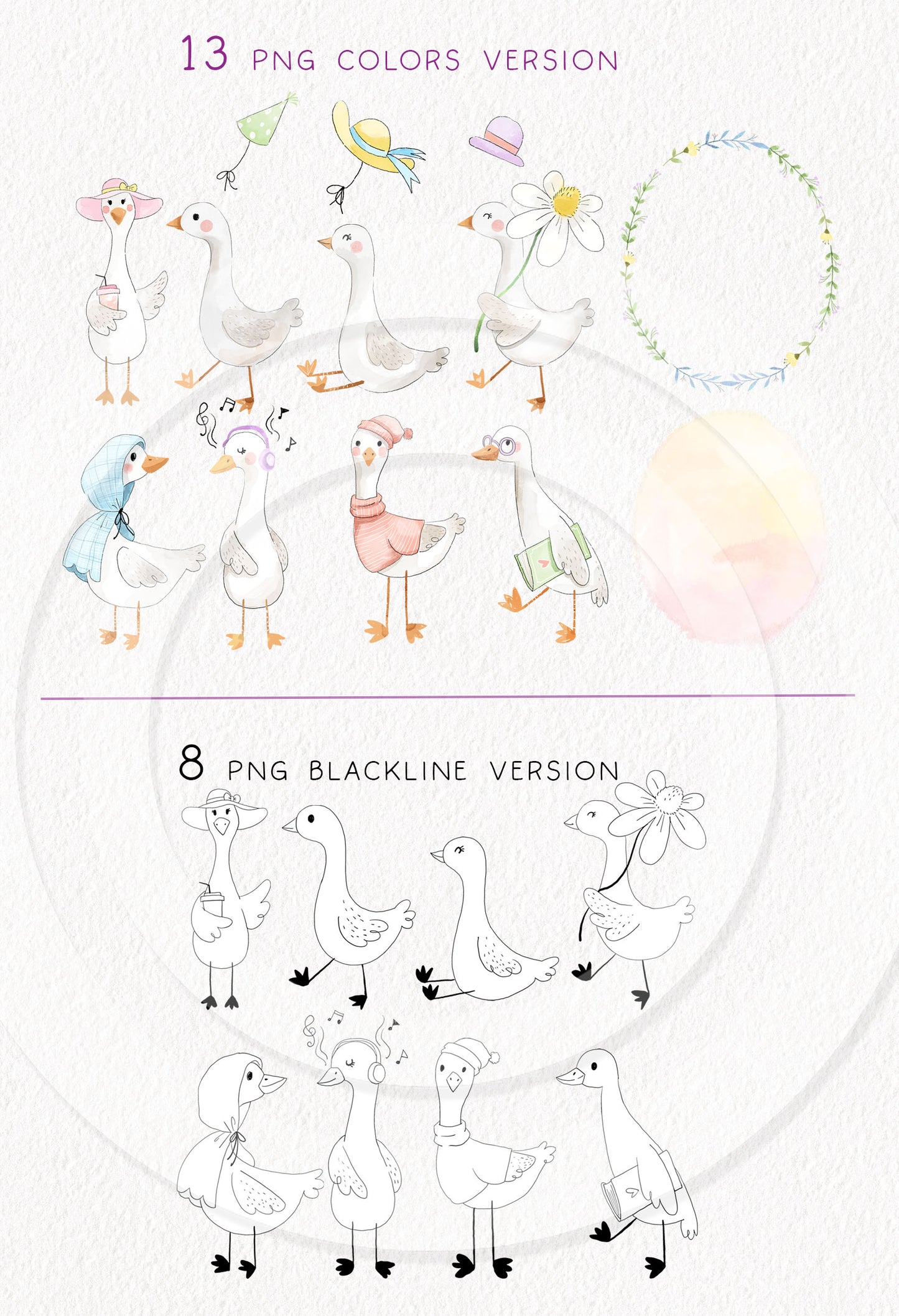 Silly Goose ClipArt set  instant download PNG file - 300 dpi