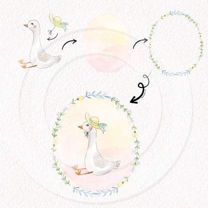 Silly Goose ClipArt set  instant download PNG file - 300 dpi