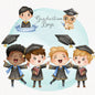 Graduation boys Clipart, Bundle set instant download PNG file - 300 dpi