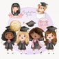 Graduation girls Clipart, Bundle set instant download PNG file - 300 dpi