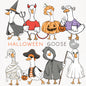 Halloween Goose Clipart Set, Cute Spooky Geese PNG clipart instant download PNG file - 300 dpi