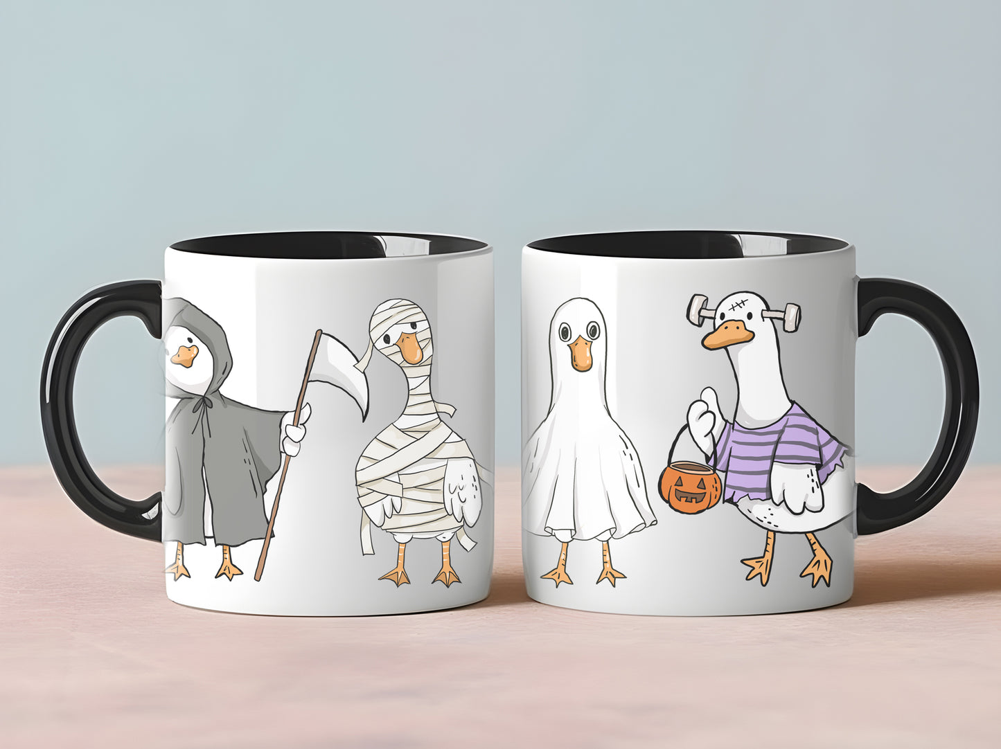Halloween Goose Clipart Set, Cute Spooky Geese PNG clipart instant download PNG file - 300 dpi