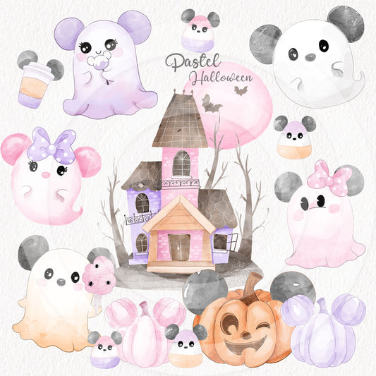 Cute Pastel Ghosts clipart PNG files instant download PNG file - 300 dpi. (Copy)