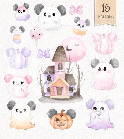 Cute Pastel Ghosts clipart PNG files instant download PNG file - 300 dpi. (Copy)