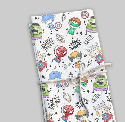 Cute Hero Hand Drawn ,doodle clipart, Seamless Pattern, instant download PNG file - 300 dpi