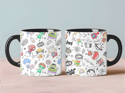 Cute Hero Hand Drawn ,doodle clipart, Seamless Pattern, instant download PNG file - 300 dpi