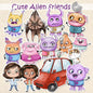 Aliens friends clipart PNG files.