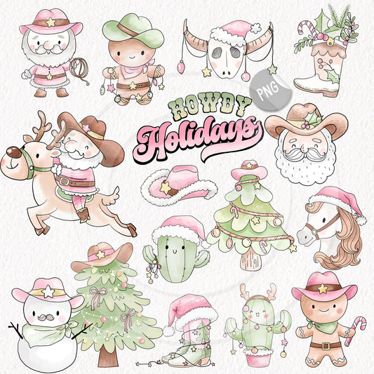 Howdy Christmas Clipart , PNG file - 300 dpi