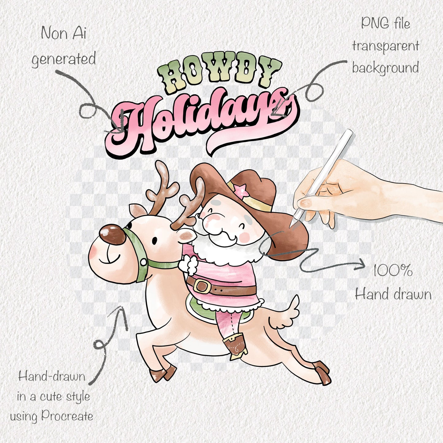 Howdy Christmas Clipart , PNG file - 300 dpi